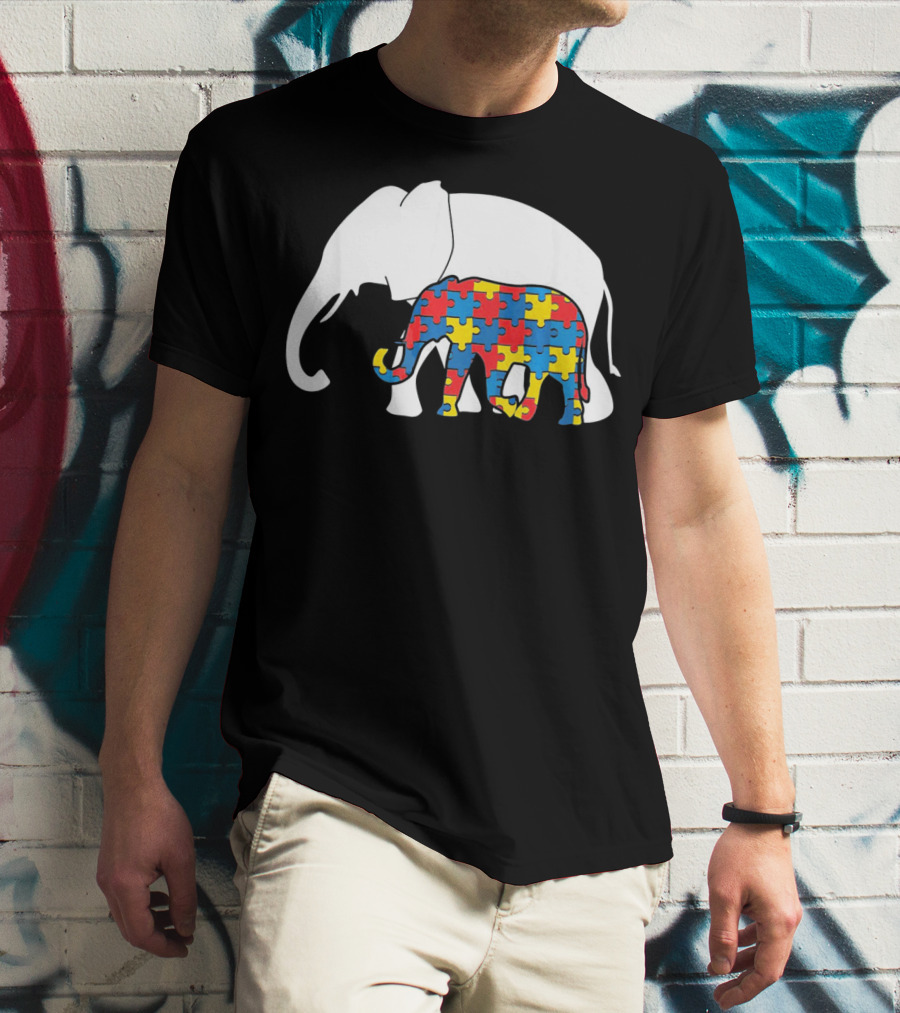 Autism Awareness Puzzle Elephant T-Shirt