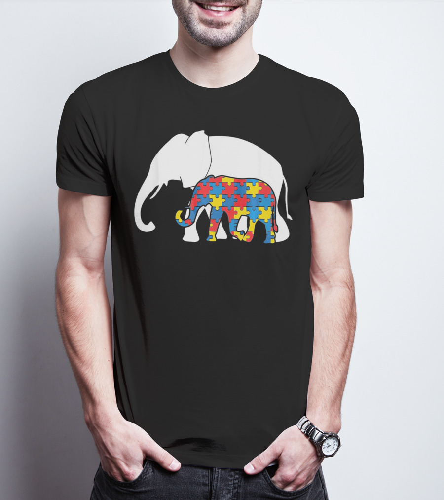 Autism Awareness Puzzle Elephant T-Shirt