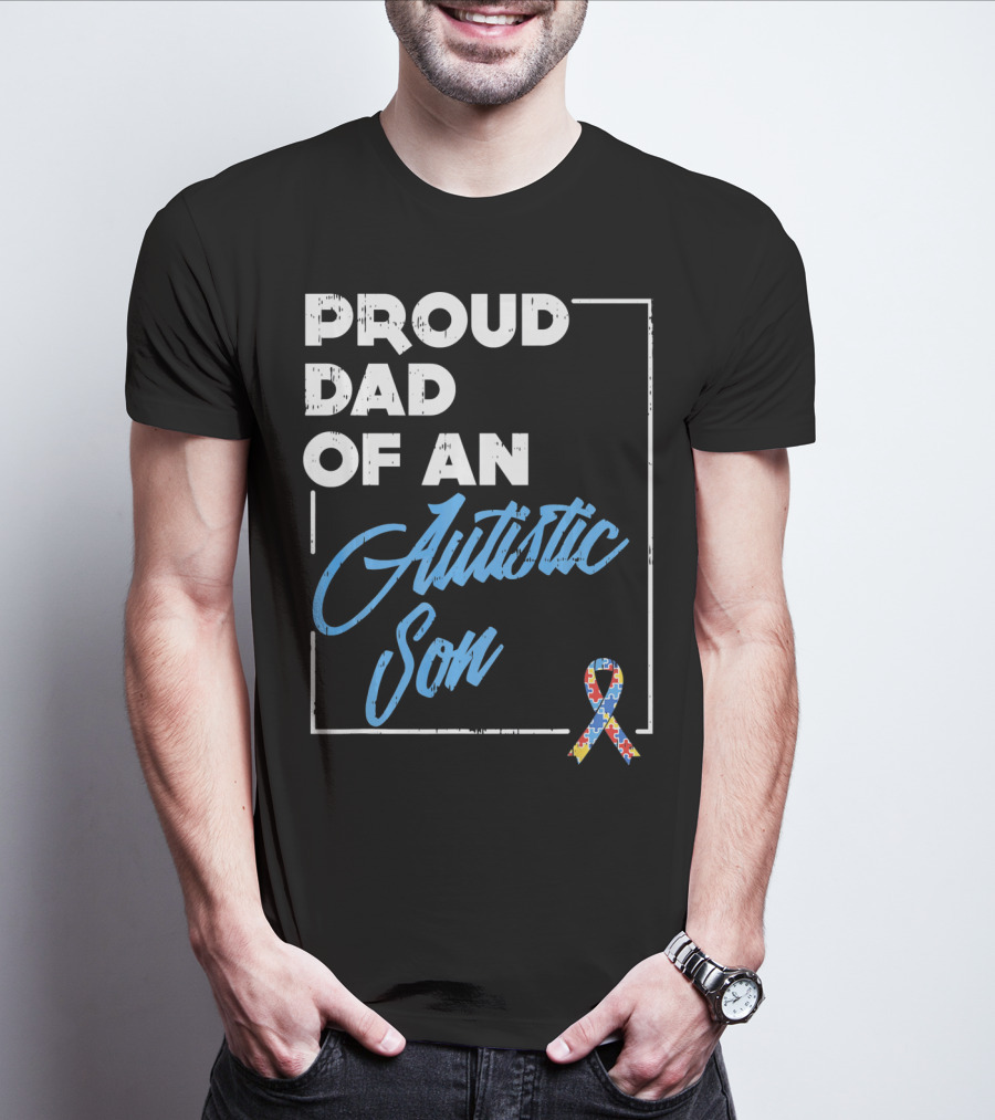 Proud Dad Of An Autistic Son Puzzle T-Shirt