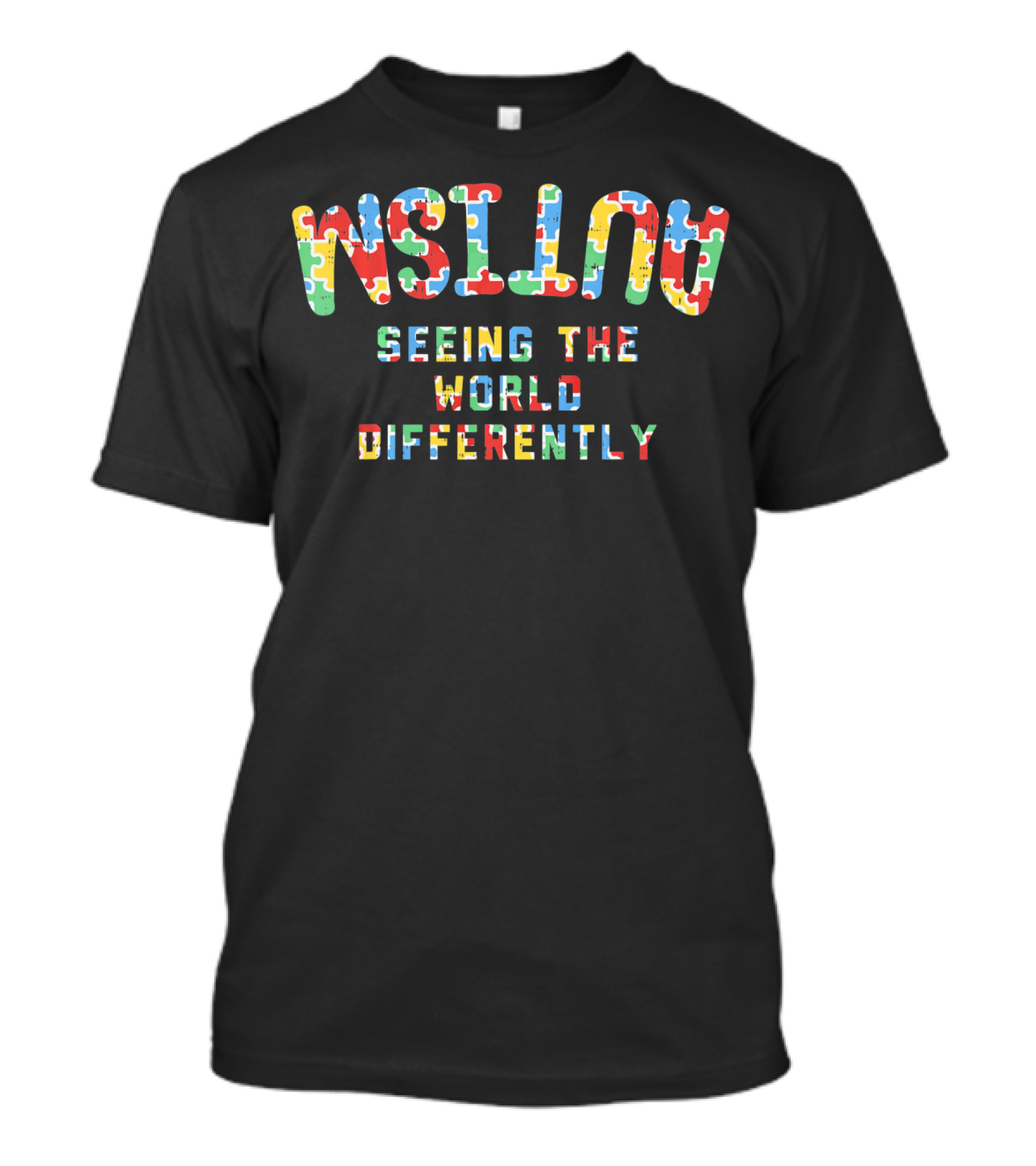 Autism Seeing The World Differently Puzzle Piece Awareness T-Shirt