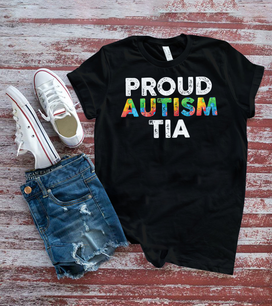 Proud Autism Tia Autism Awareness Colorful Puzzle T-Shirt