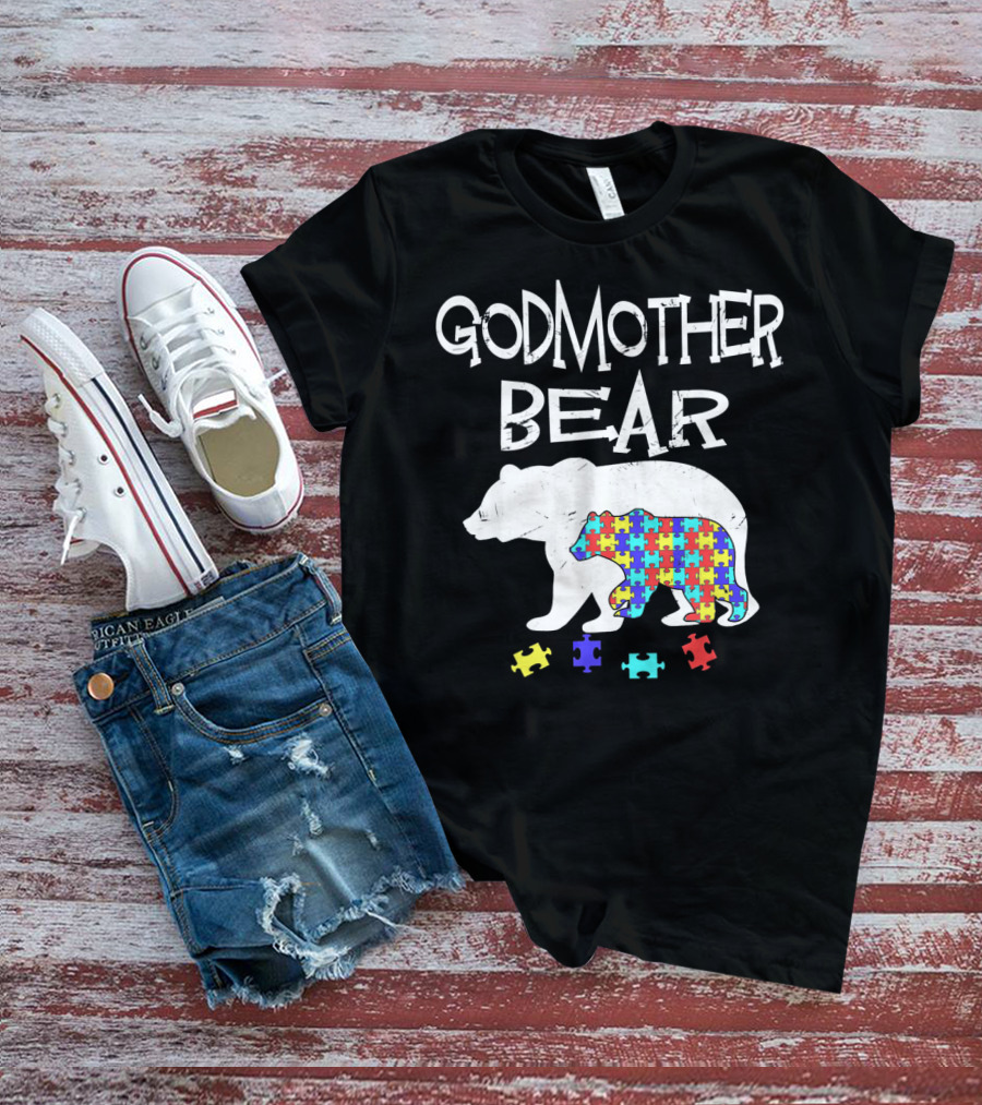 Godmother Bear Puzzle Autism Awareness T-Shirt