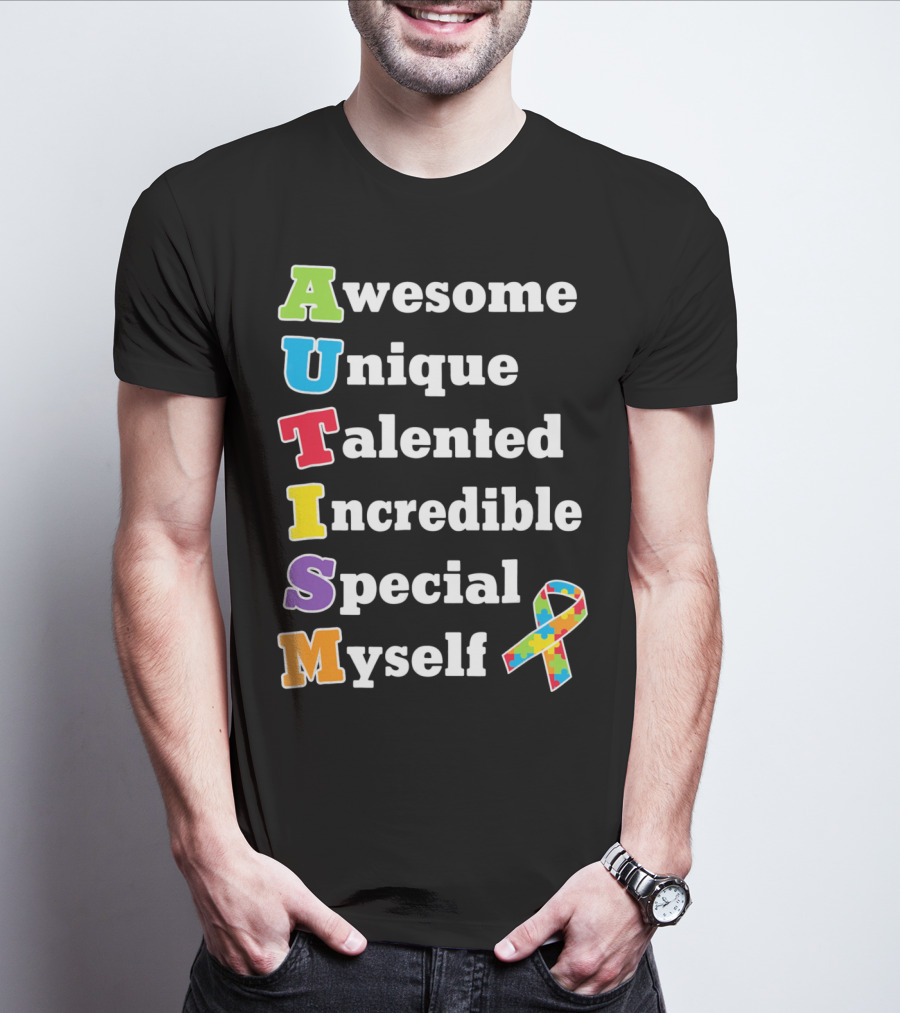 Autism Awesome Unique Talented Incredible Special Myself Awareness Puzzle T-Shirt