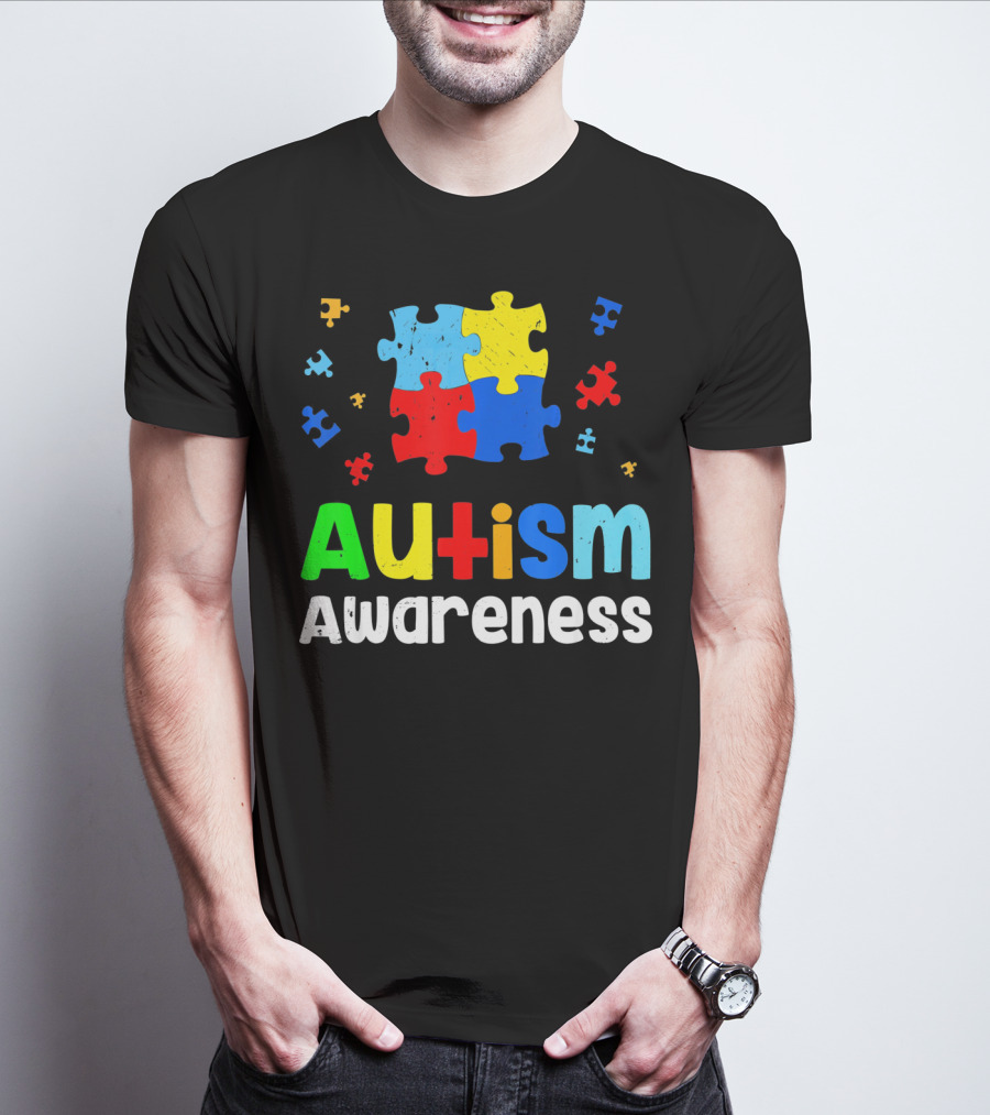 Autism Awareness Puzzle Pieces Heart Aut T-Shirt