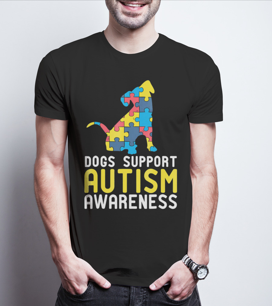 Dogs Support Autism Awareness Novelty Autism Dog Lover Awareness T-Shirt