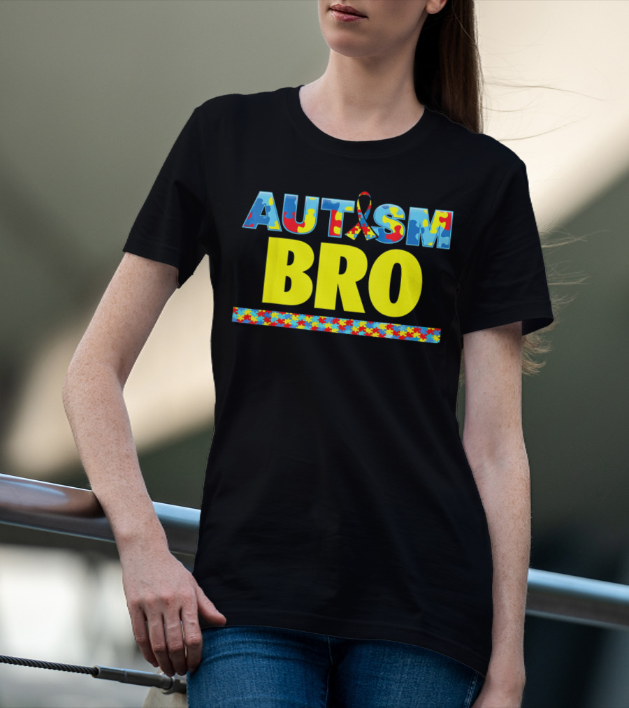 Autism Puzzle Ribbon Bro Brother Awareness Support T-Shirt
