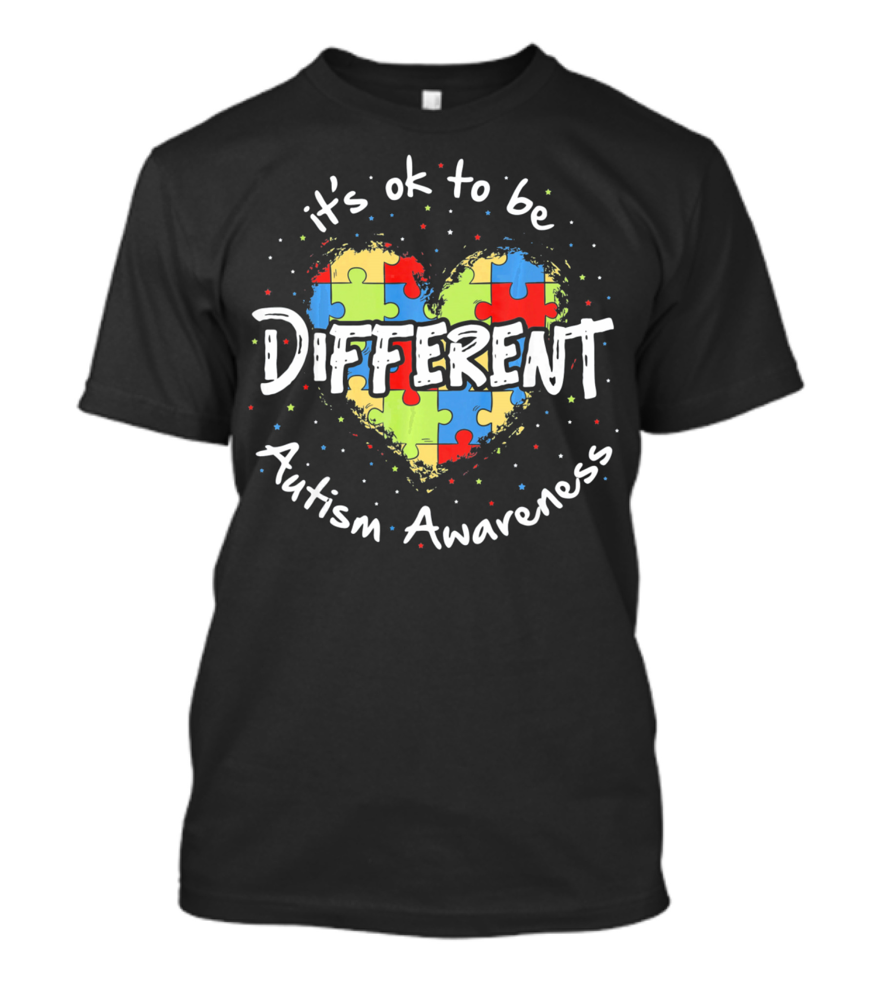 It's Ok To Be Different Autism Awareness Puzzle Heart T-Shirt