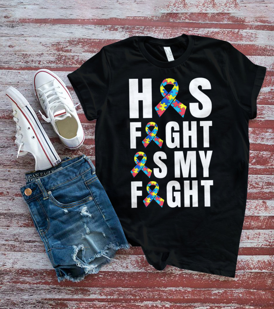His Fight Is My Fight Autism Awareness Puzzle T-Shirt