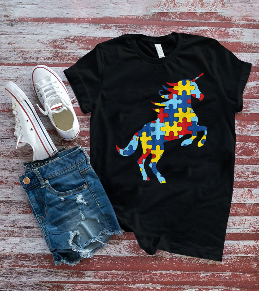Autism Awareness Day Unicorn Puzzle T-Shirt
