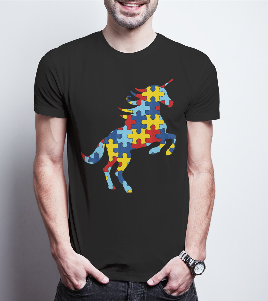Autism Awareness Day Unicorn Puzzle T-Shirt