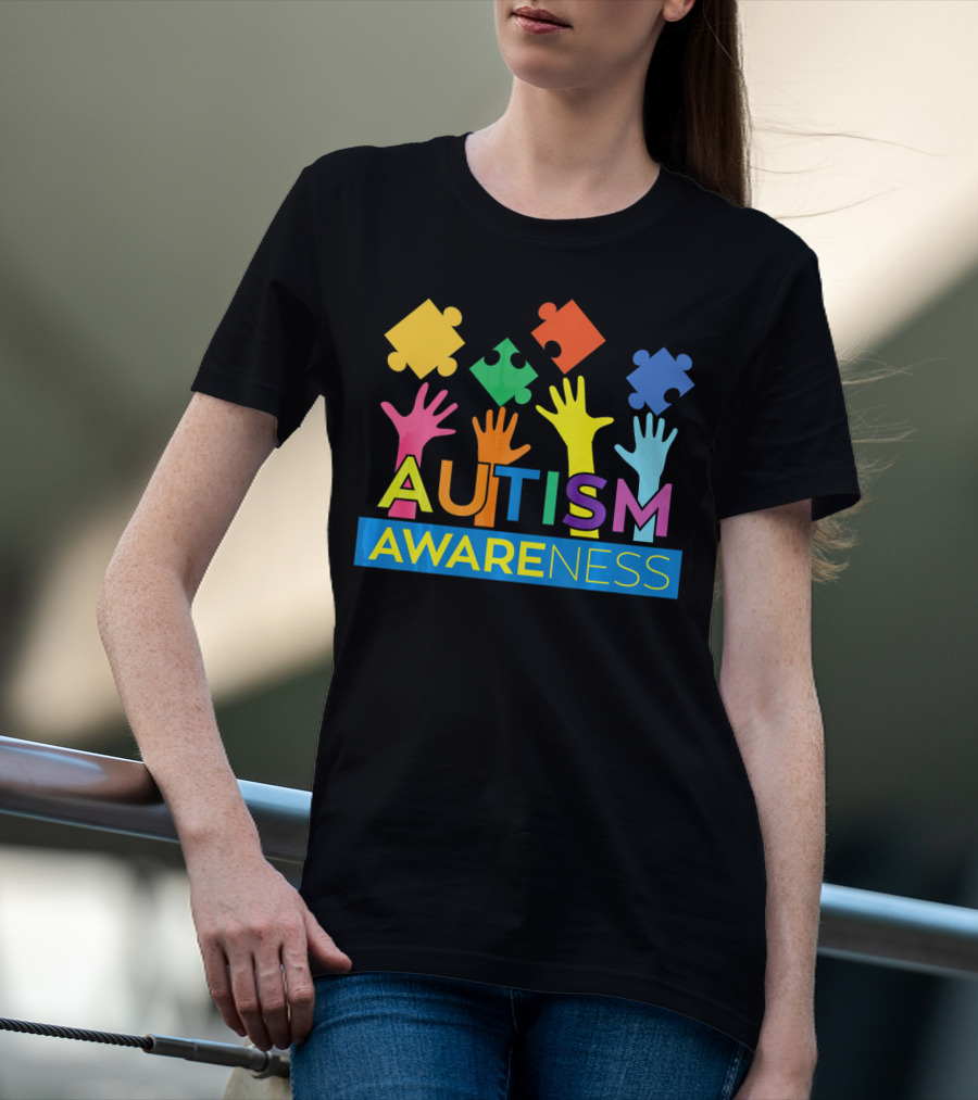 Autism Awareness Colorful Puzzle Hands T-Shirt