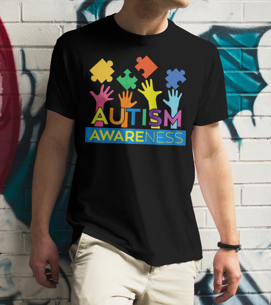 Autism Awareness Colorful Puzzle Hands T-Shirt