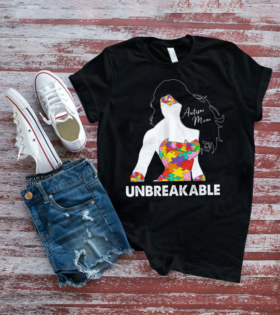 Autism Mom Unbreakable Puzzle Piece Empowerment T-Shirt