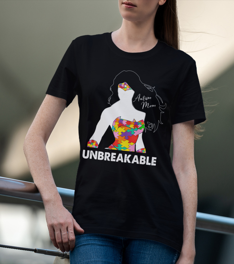 Autism Mom Unbreakable Puzzle Piece Empowerment T-Shirt