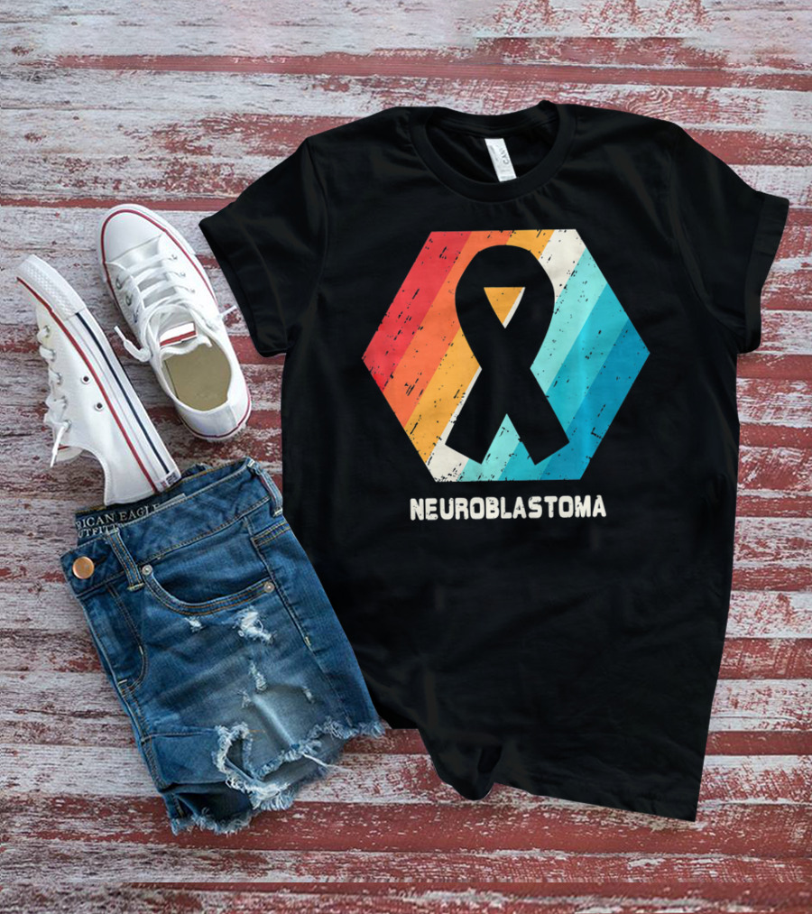 Neuroblastoma Awareness Ribbon Retro Hexagon T-Shirt