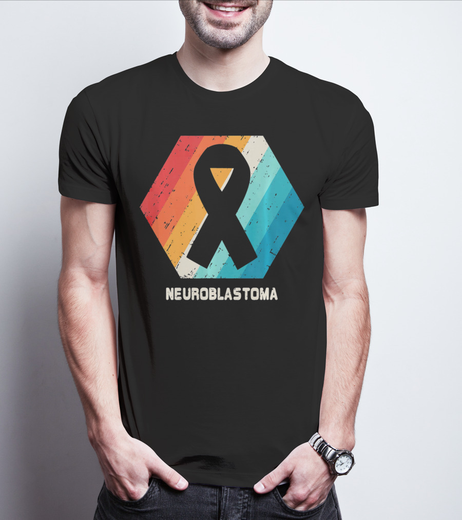 Neuroblastoma Awareness Ribbon Retro Hexagon T-Shirt