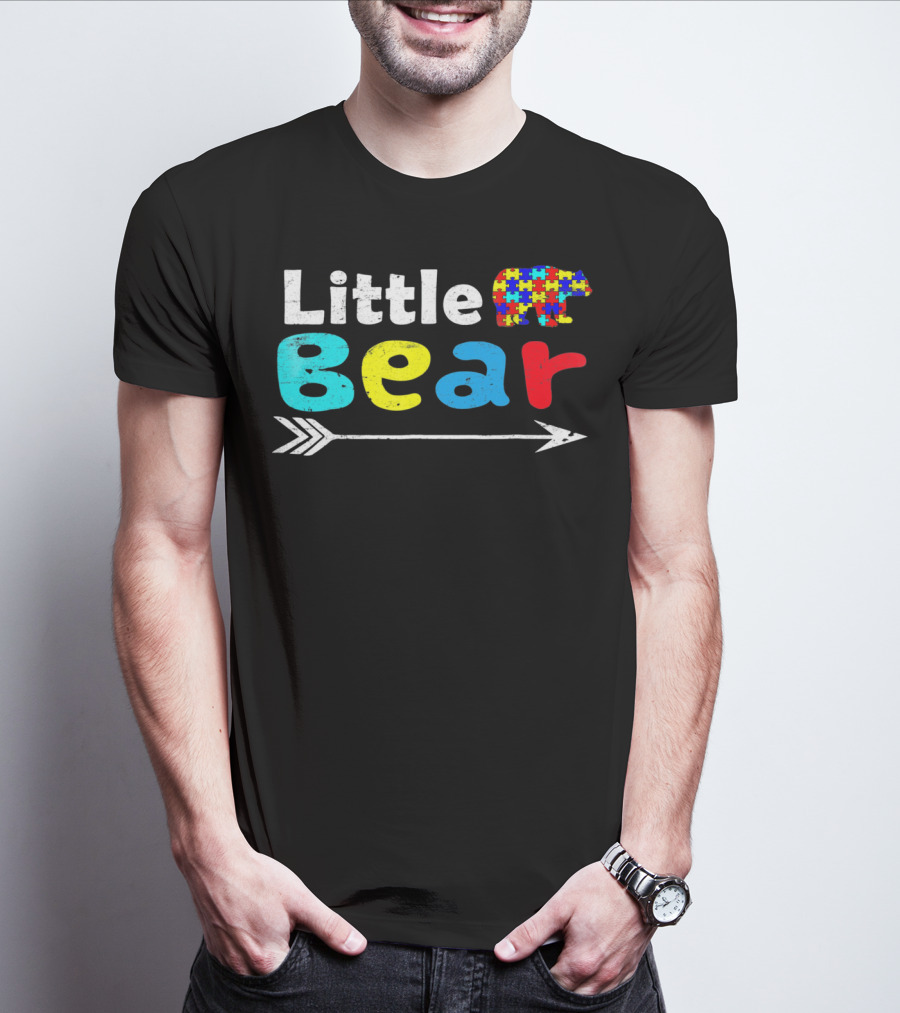 Little Bear Autism Awareness Puzzle Pattern Arrow T-Shirt