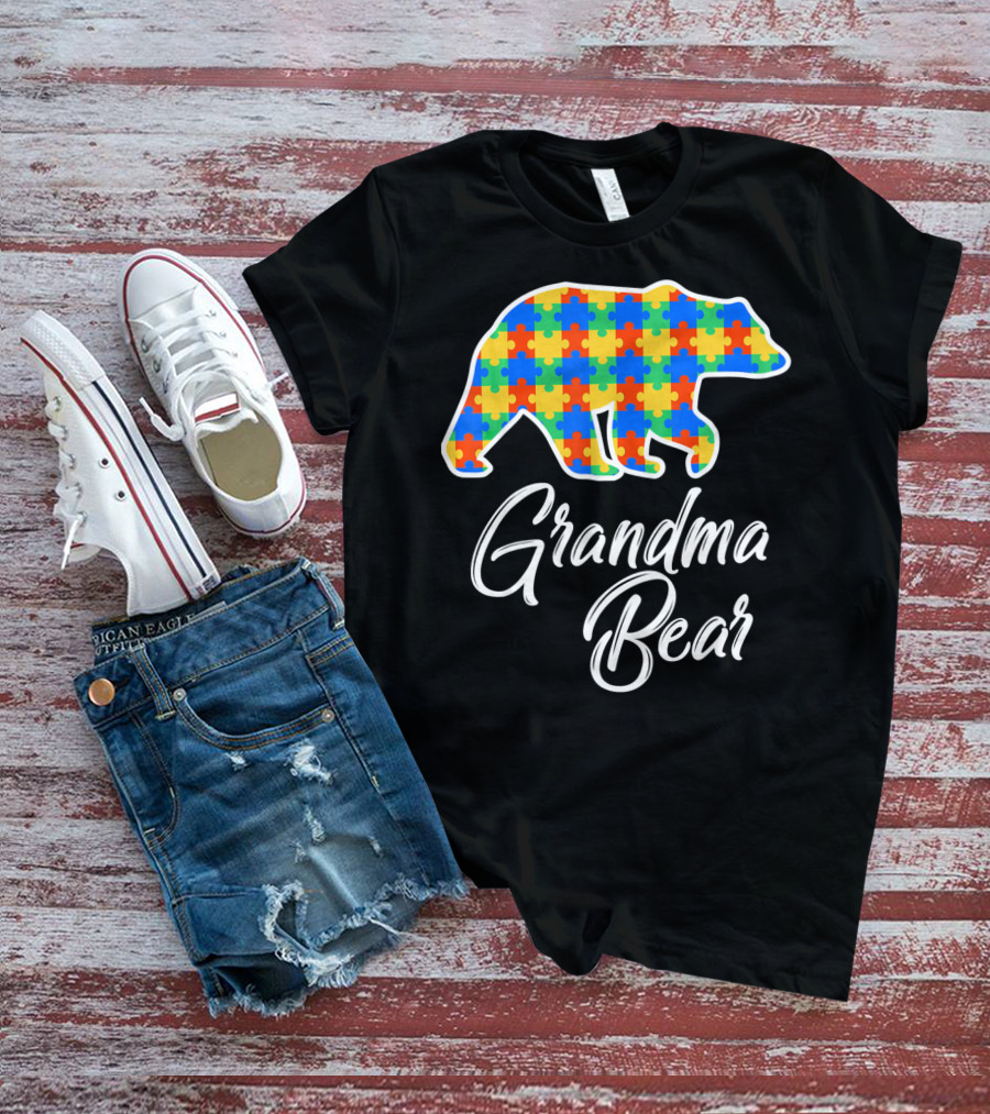 Grandma Bear Autism Puzzle Awareness T-Shirt