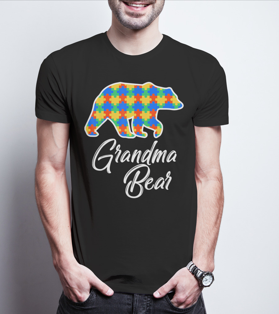 Grandma Bear Autism Puzzle Awareness T-Shirt