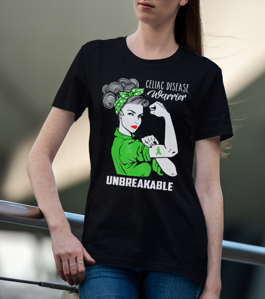Celiac Disease Warrior Unbreakable Rosie The Riveter T-Shirt
