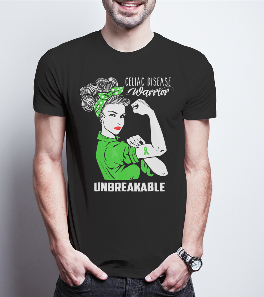 Celiac Disease Warrior Unbreakable Rosie The Riveter T-Shirt