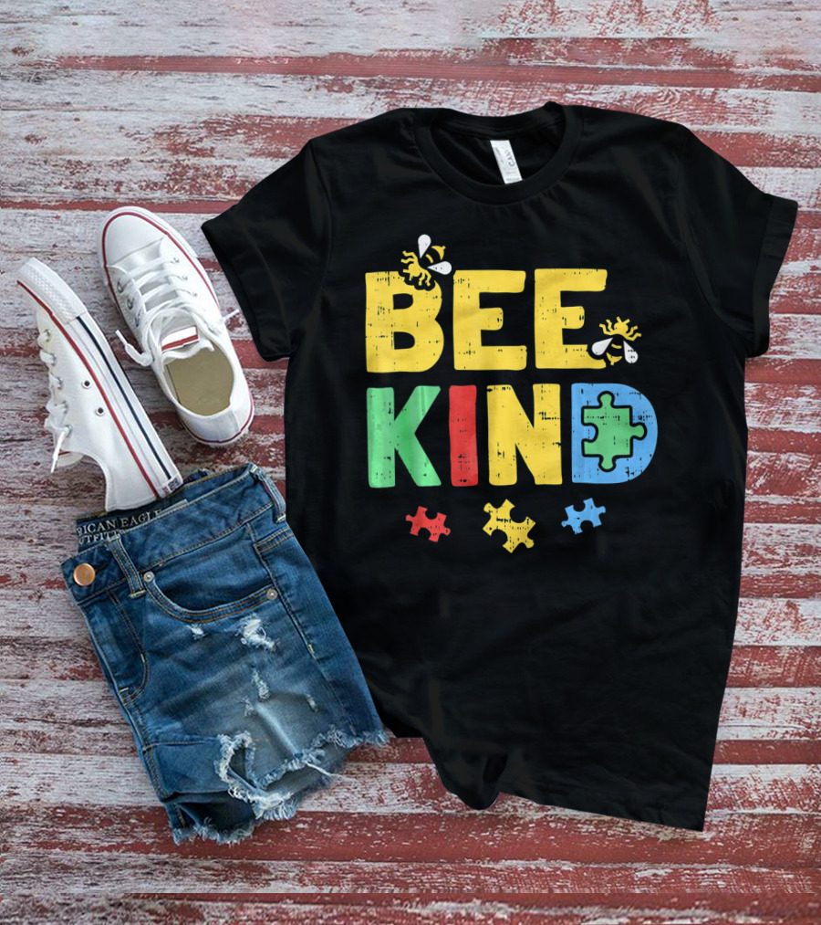 BEE KIND Puzzle Autism Awareness Bees T-Shirt