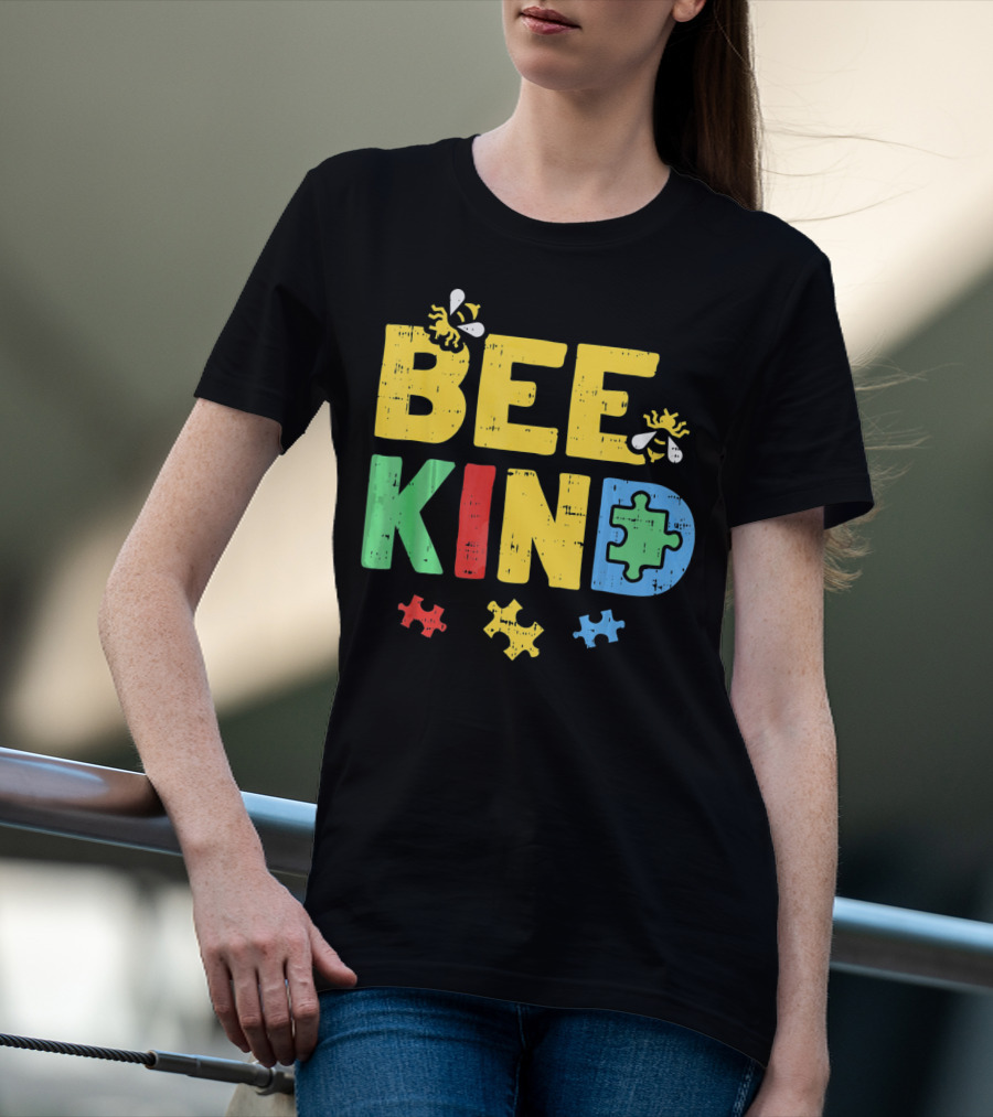 BEE KIND Puzzle Autism Awareness Bees T-Shirt