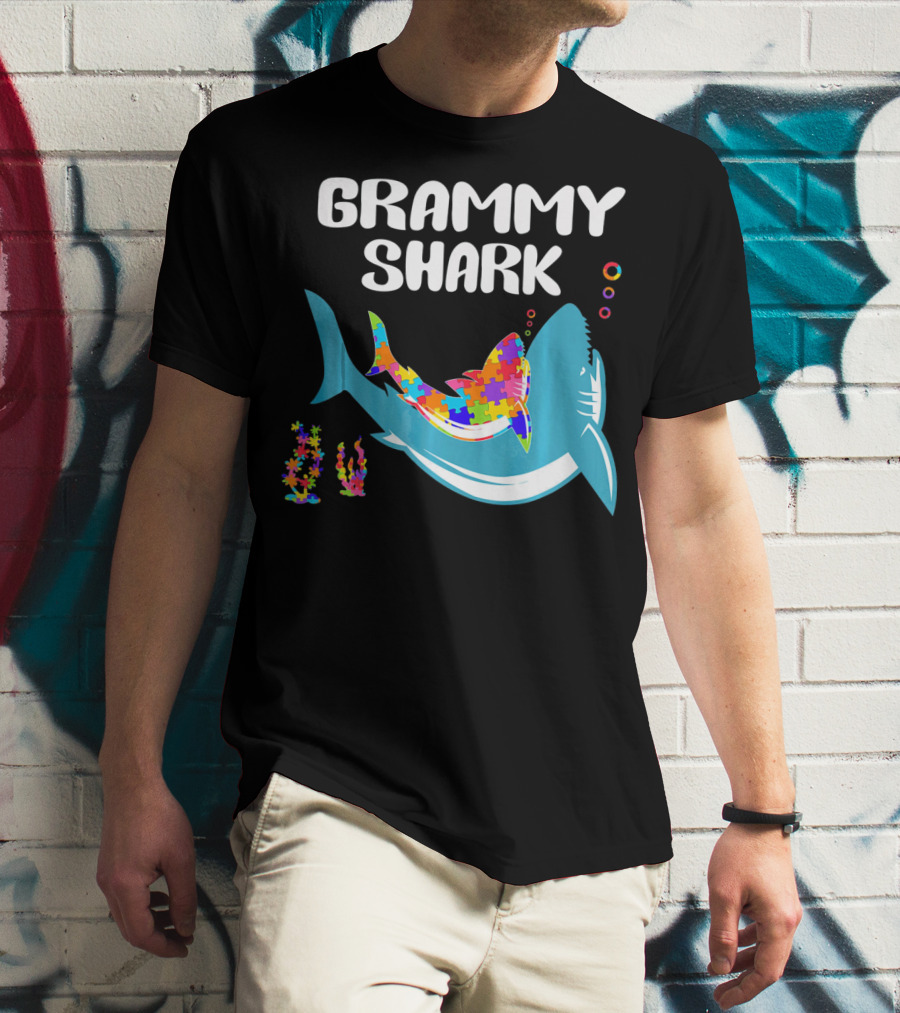 GRAMMY SHARK Autism Awareness Puzzle Shark T-Shirt