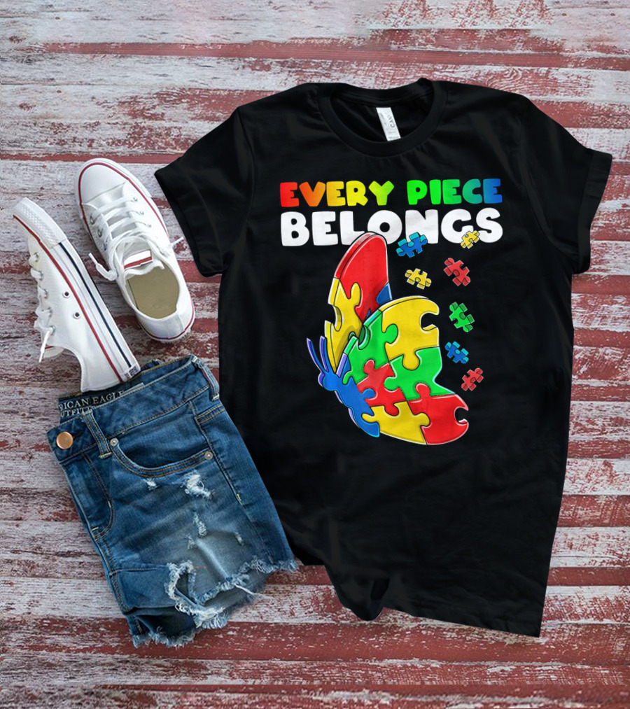 Every Piece Belongs Autism Awareness Butterfly Puzzle Pieces T-Shirt