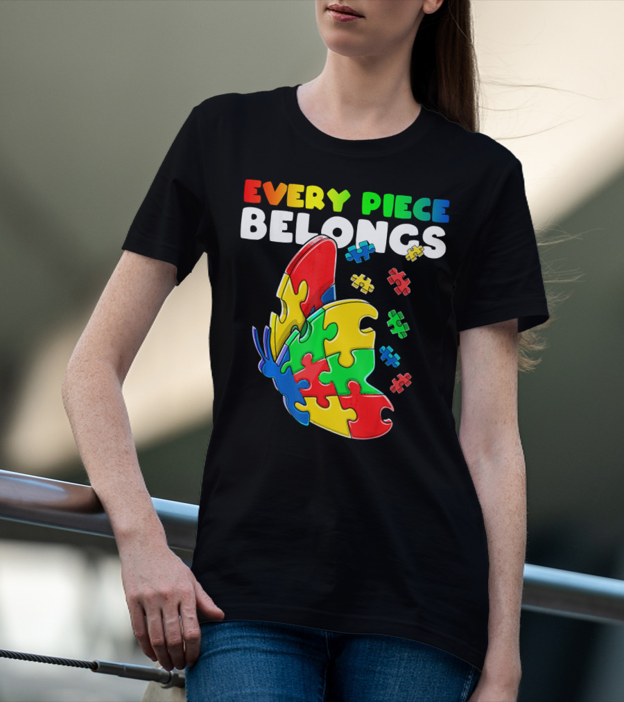 Every Piece Belongs Autism Awareness Butterfly Puzzle Pieces T-Shirt
