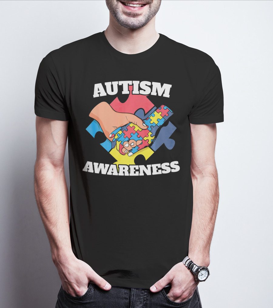 Autism Awareness Puzzle Piece Handshake 2 April Au T-Shirt