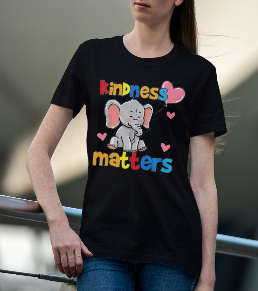 Kindness Matters Autism Awareness Elephant With Hearts T-Shirt