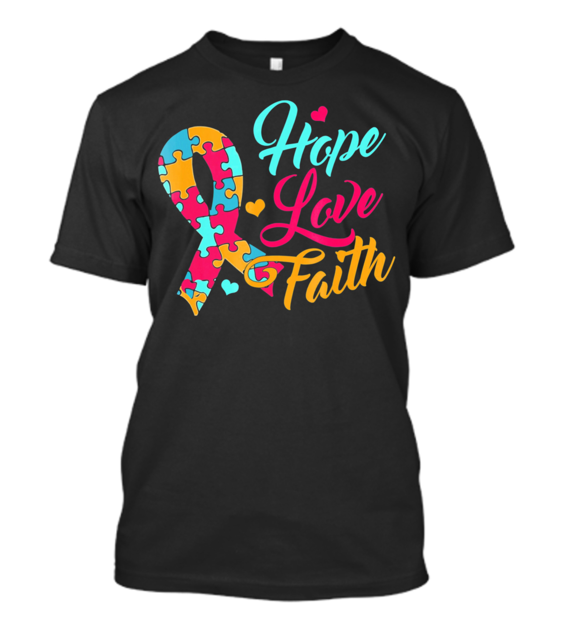 Hope Love Faith Autism Awareness Puzzle T-Shirt