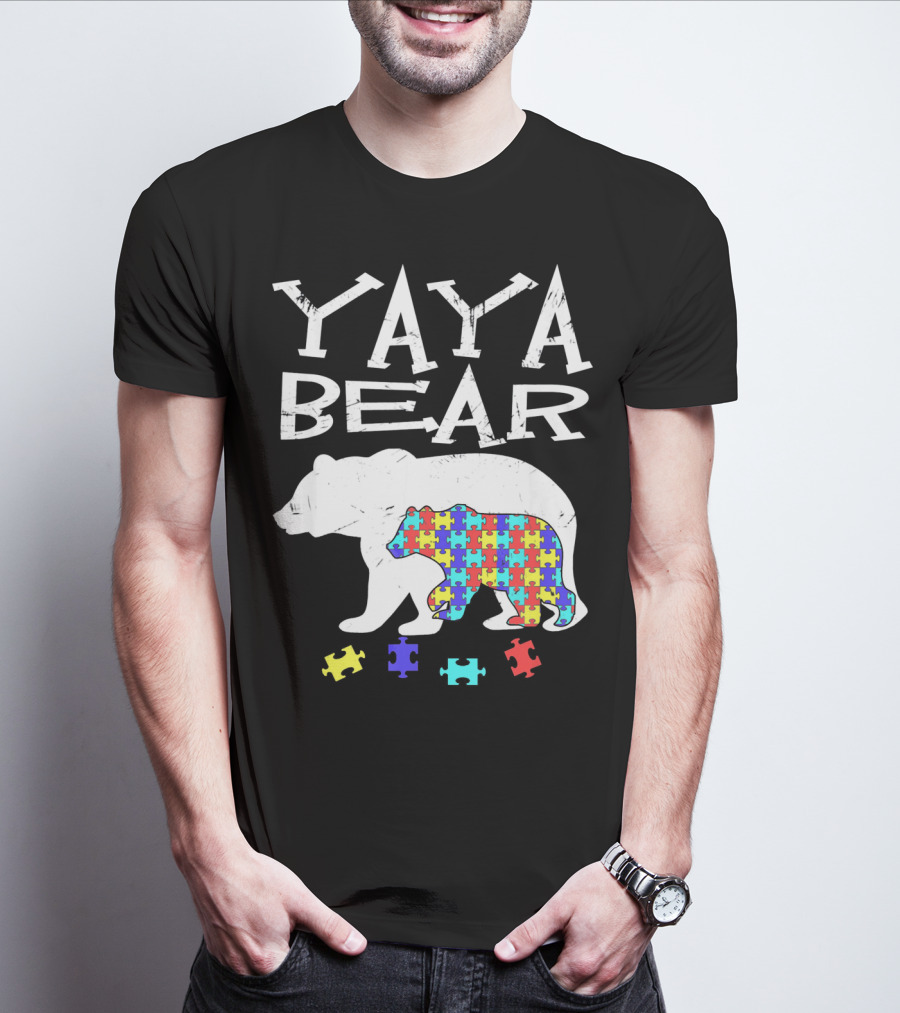 Yaya Bear Autism Awareness Puzzle Bear T-Shirt