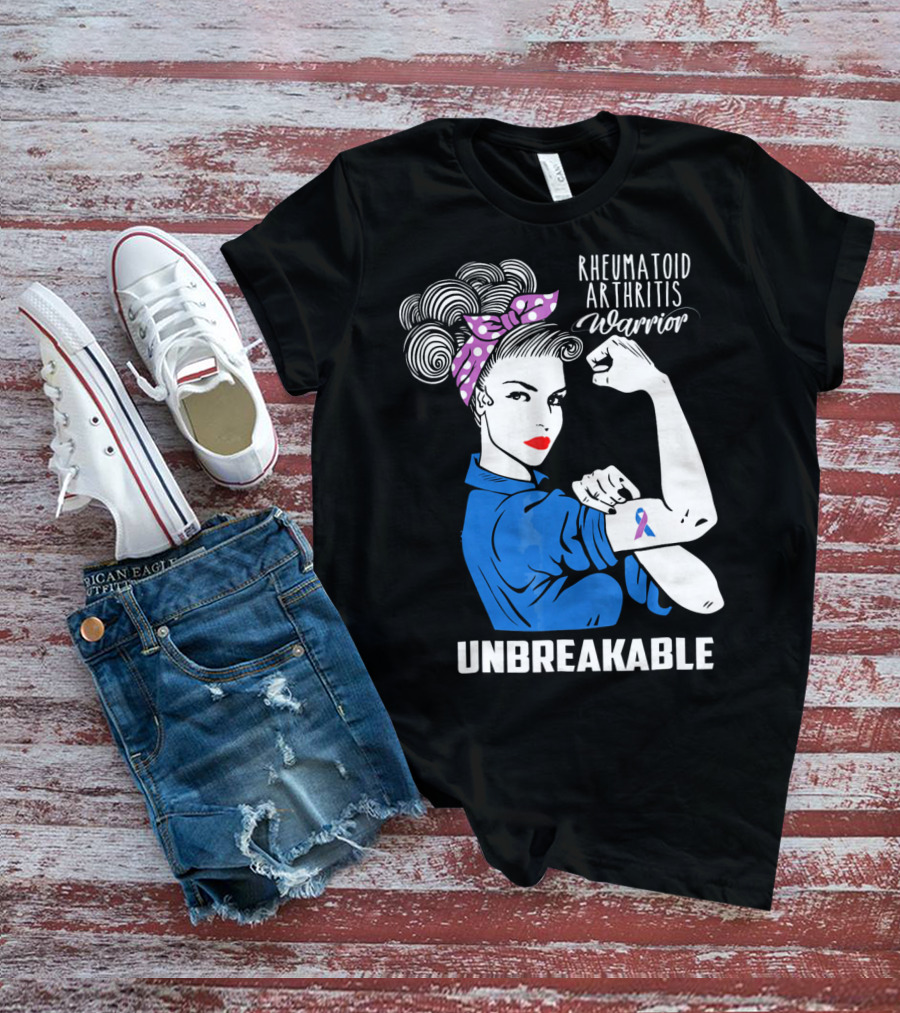 Rheumatoid Arthritis Warrior Unbreakable Rosie Riveter T-Shirt