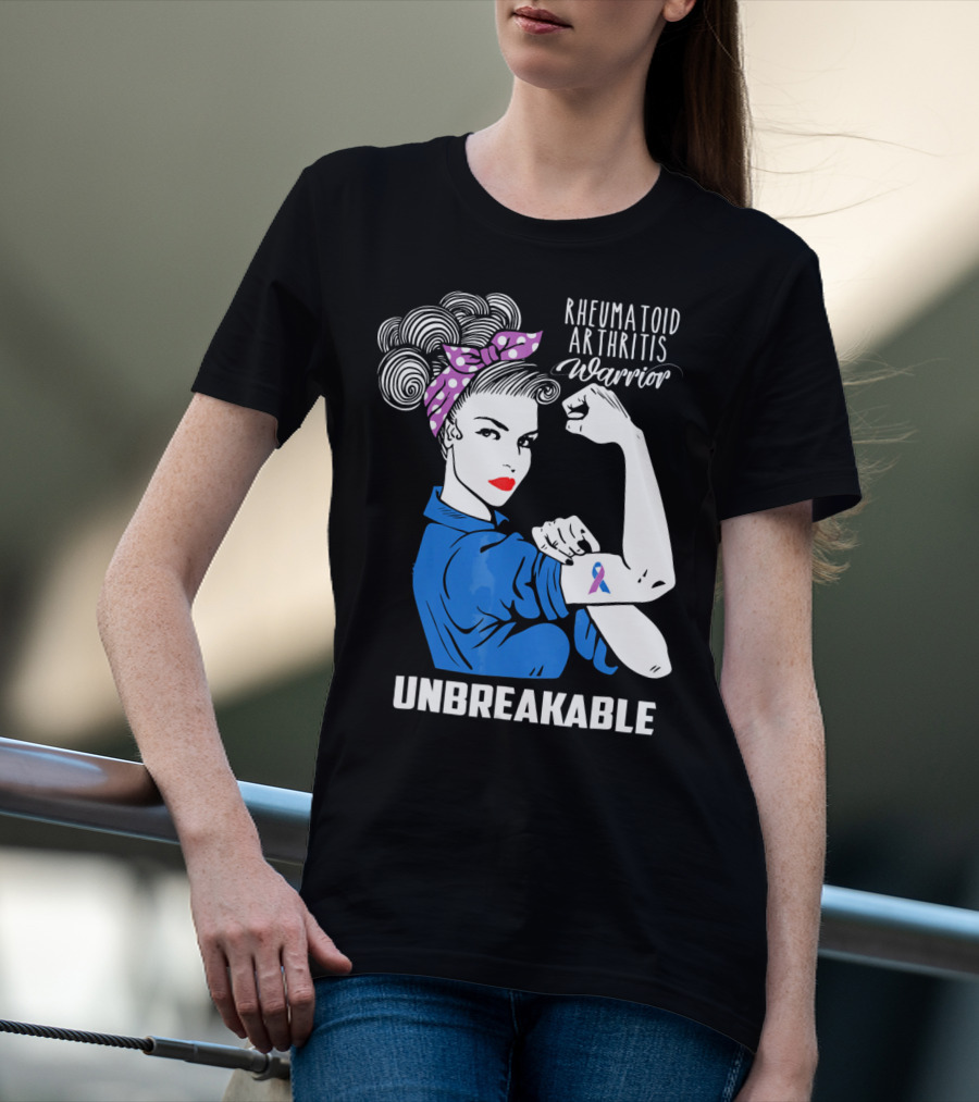 Rheumatoid Arthritis Warrior Unbreakable Rosie Riveter T-Shirt