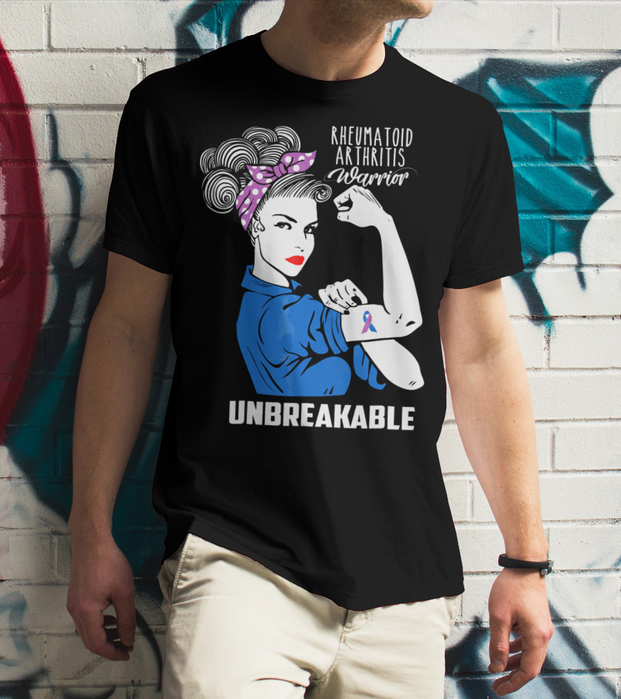 Rheumatoid Arthritis Warrior Unbreakable Rosie Riveter T-Shirt