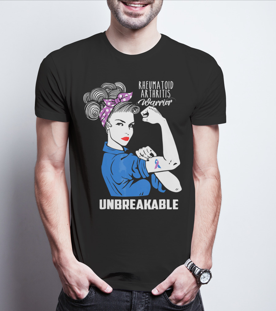 Rheumatoid Arthritis Warrior Unbreakable Rosie Riveter T-Shirt