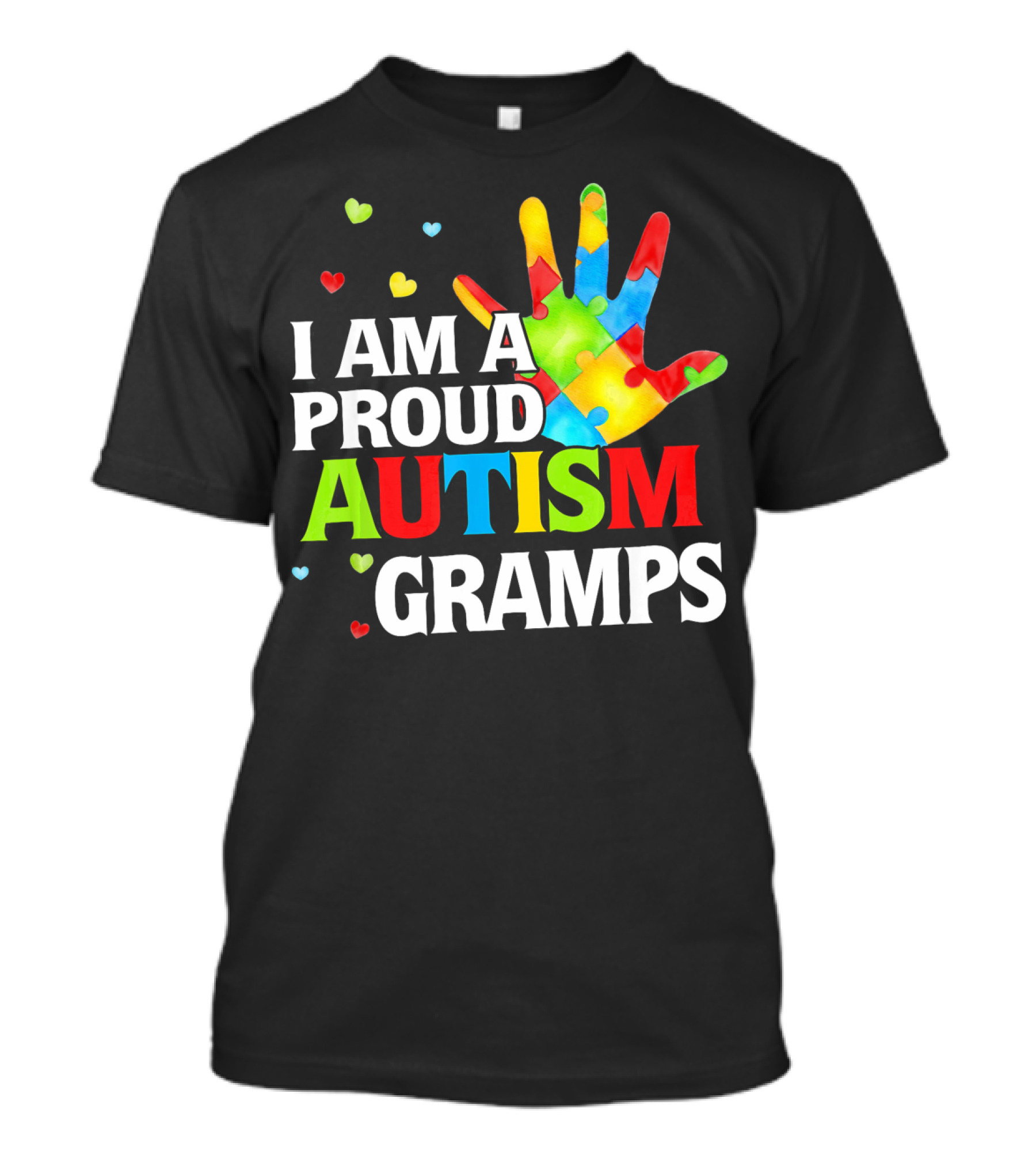 I Am A Proud Autism Gramps Puzzle Piece Hand Heart T-Shirt
