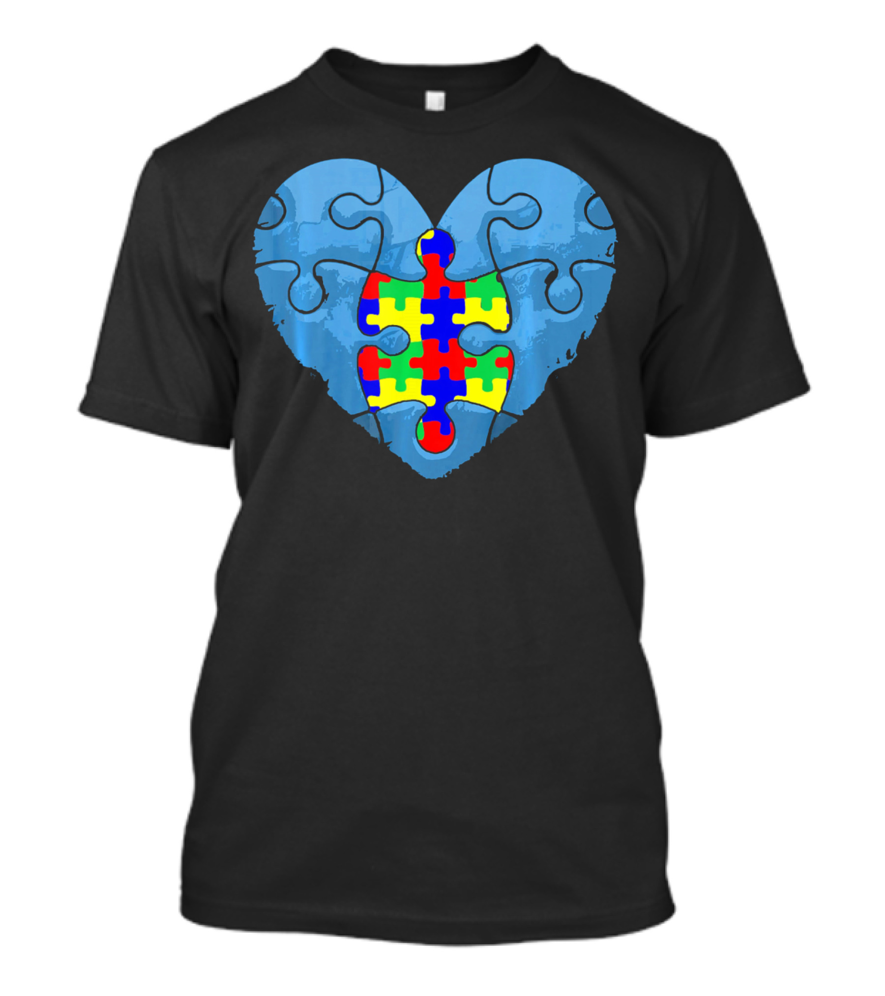 Love Doesn't Need Words Heart Puzzle Autism Awareness T-Shirt