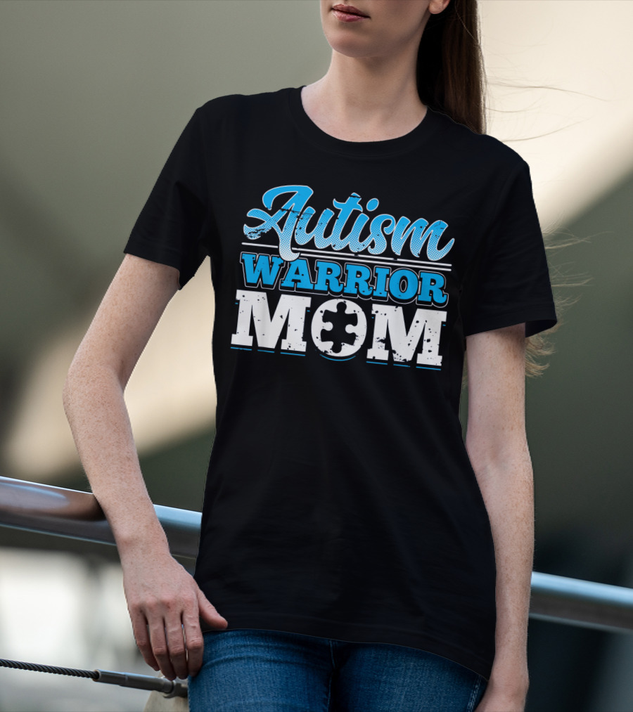 Autism Warrior Mom Awareness Puzzle Piece T-Shirt