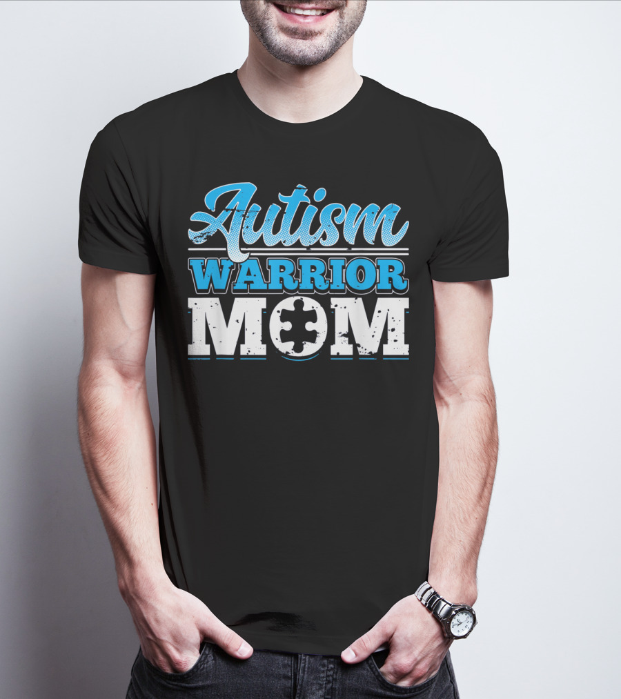 Autism Warrior Mom Awareness Puzzle Piece T-Shirt