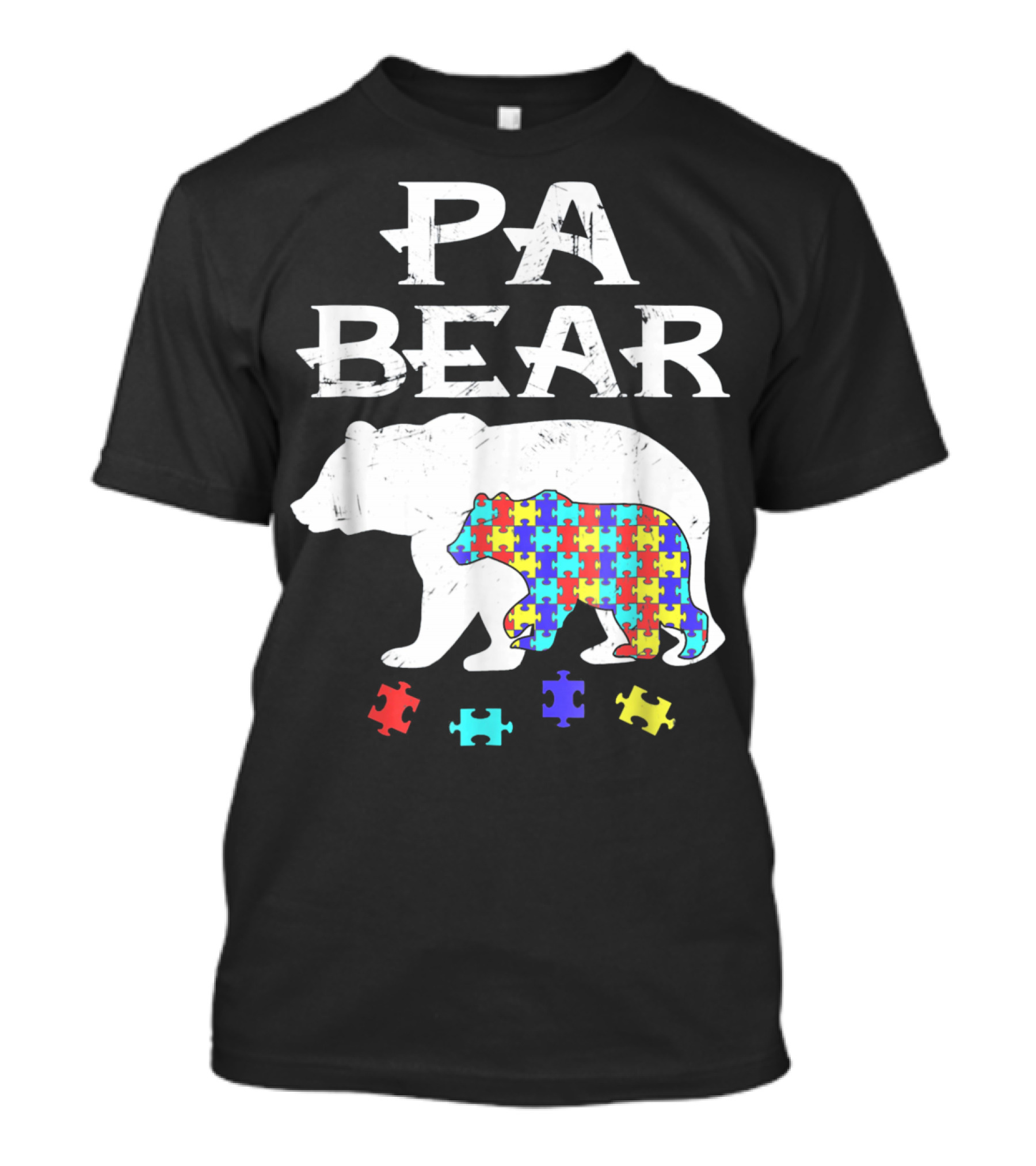 PA Bear With Autism Awareness Puzzle Pieces T-Shirt