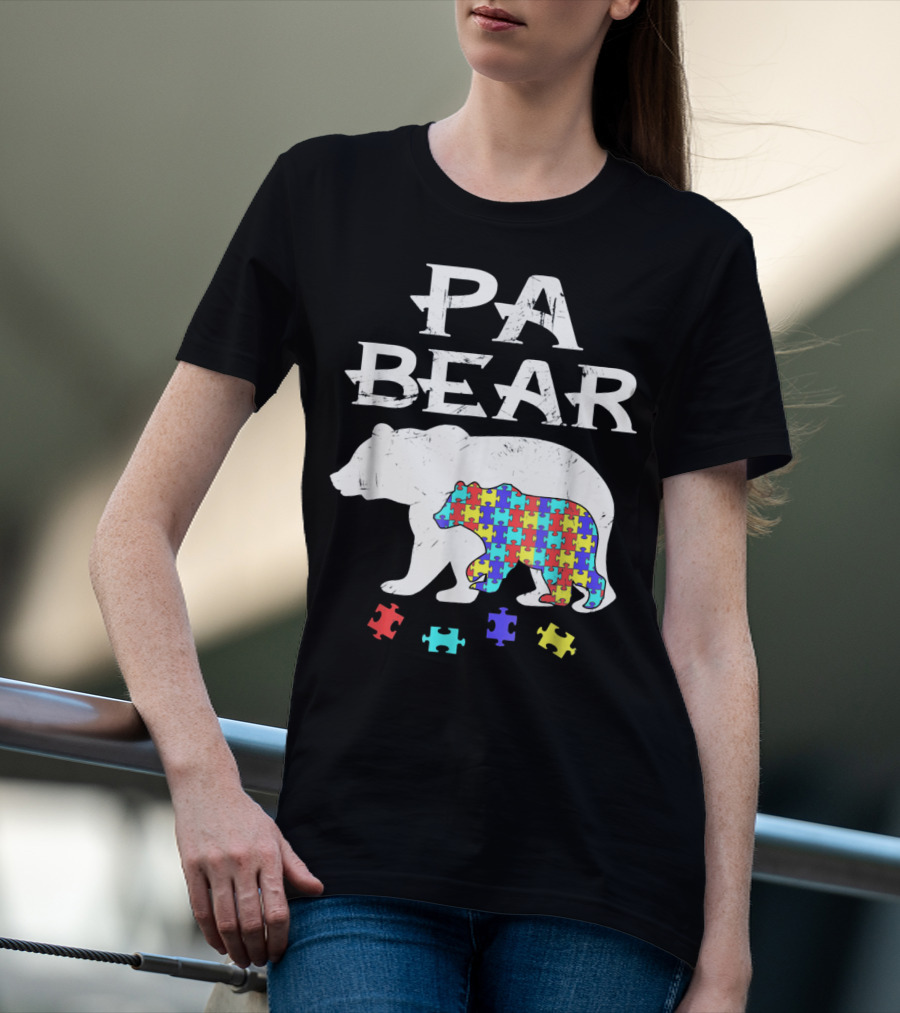 PA Bear With Autism Awareness Puzzle Pieces T-Shirt