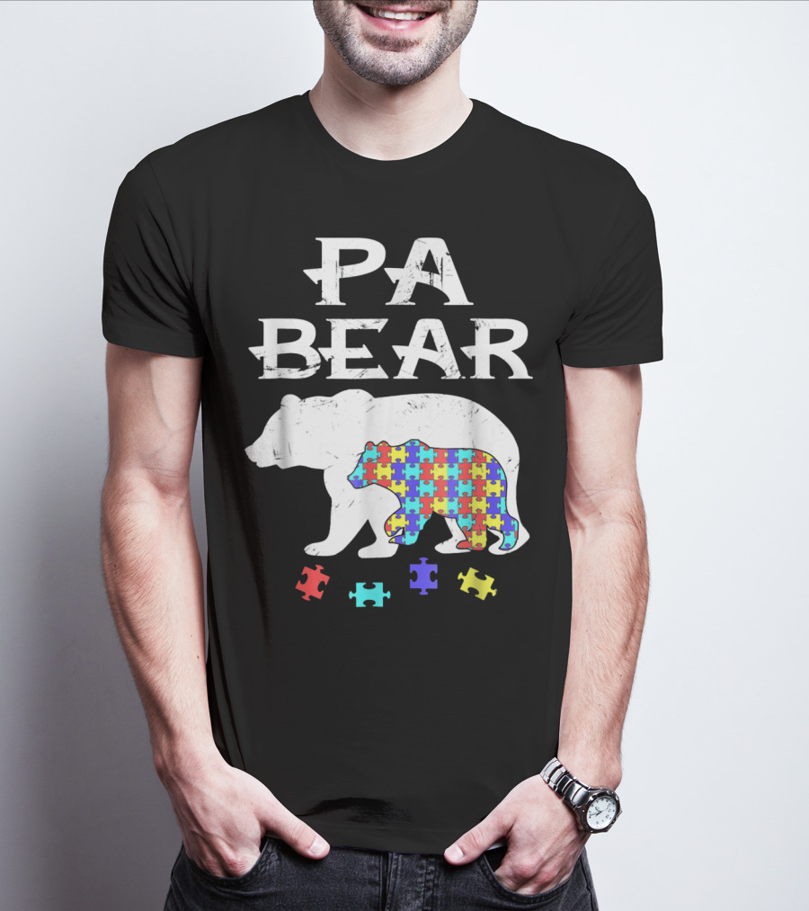 PA Bear With Autism Awareness Puzzle Pieces T-Shirt