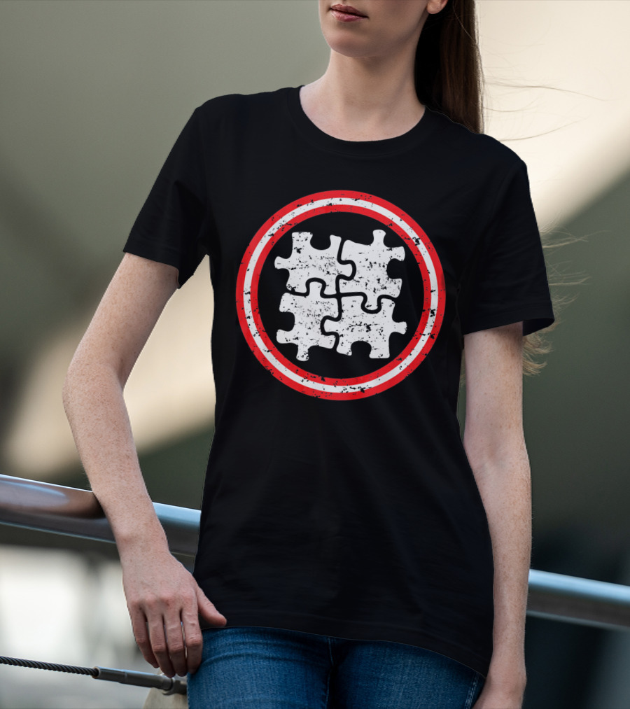 Captain Autism Awareness Puzzle Shield T-Shirt