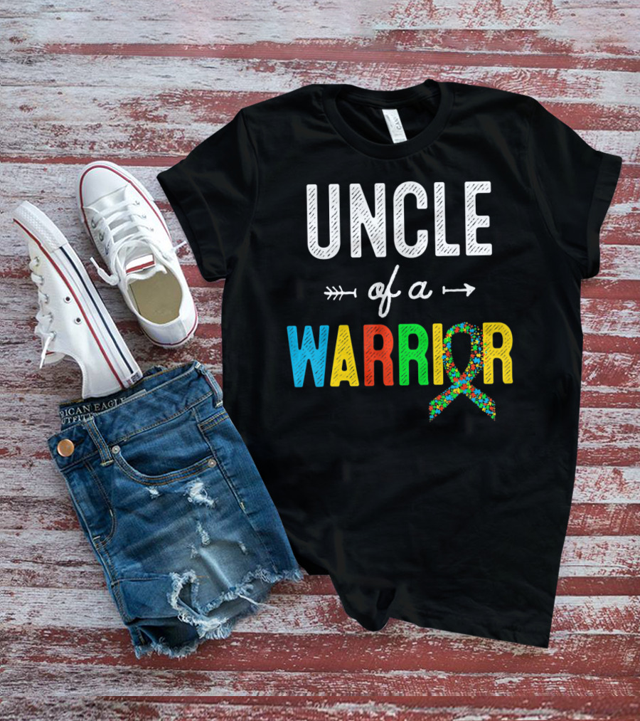 Uncle Of A Warrior Autism Awareness Puzzle T-Shirt