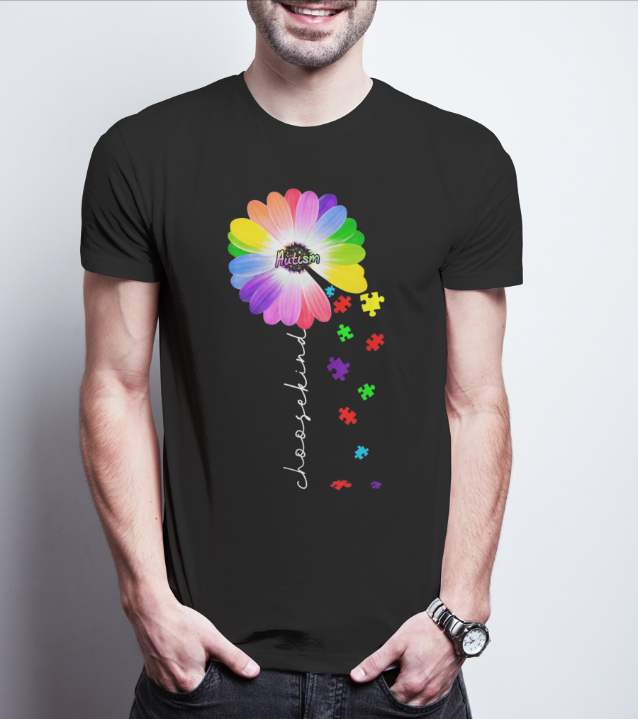 Daisy Flower Autism Choose Kind Puzzle Pieces Awareness T-Shirt