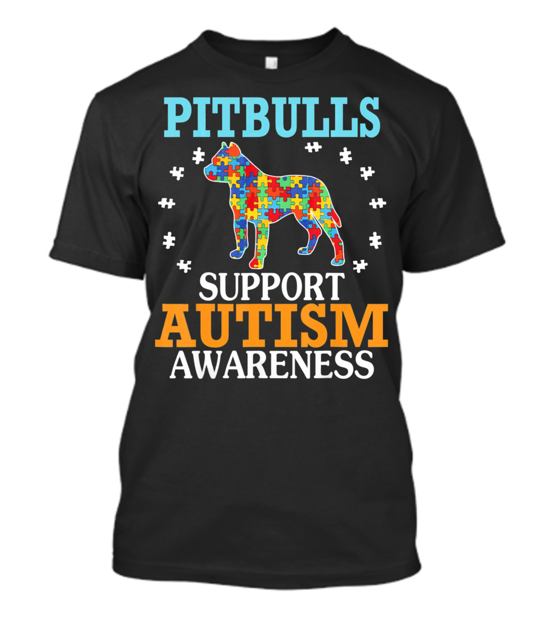 Pitbulls Support Autism Awareness Puzzle Heart T-Shirt