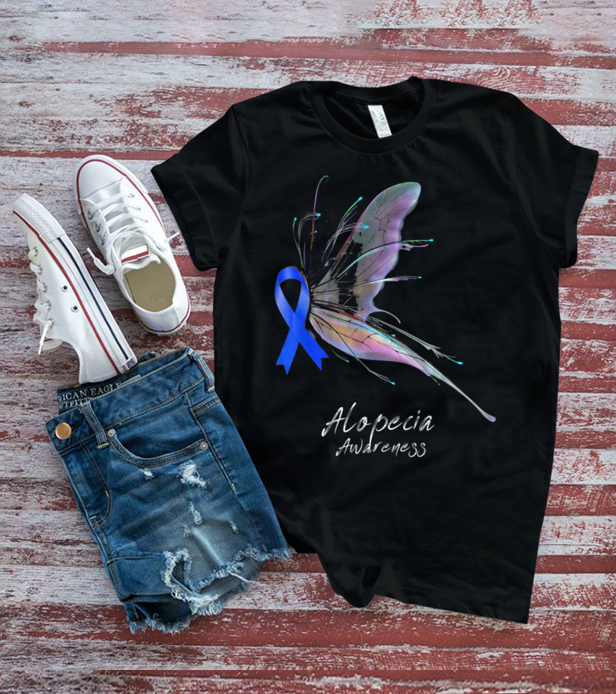 Alopecia Awareness Butterfly Blue T-Shirt